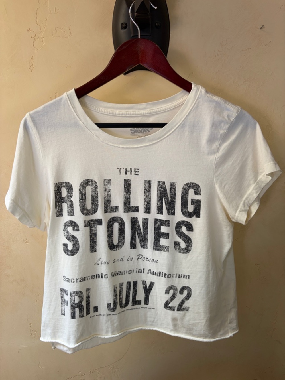 The Rolling Stones White Tee with Black Distressed Print
